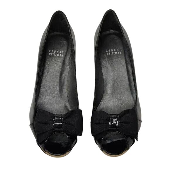 Black patent leather Stuart Weitzman Peep Toe Pumps sz 7.5 - Picture 2 of 7
